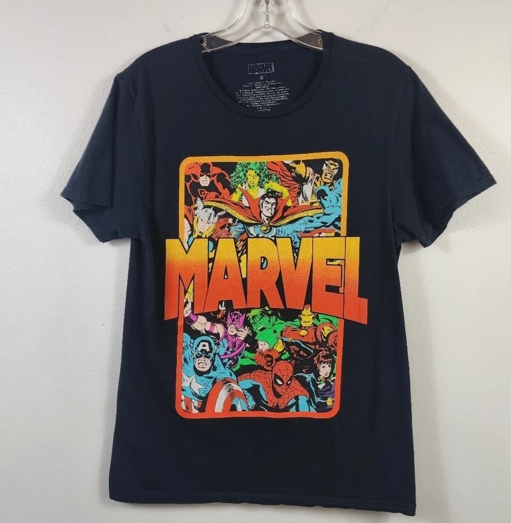 Marvel Men's Black and Multicolored Avengers Graphic T-Shirt, sz SM - Picture 1 of 14